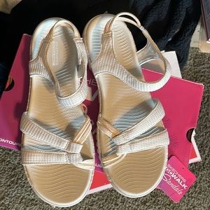 skechers gowalk on the go 600 multi strap sandals sheen